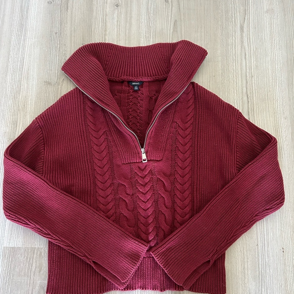 Sorella Dark Red Cable Knit Long Sleeve Sweater​ - Picture 10 of 15